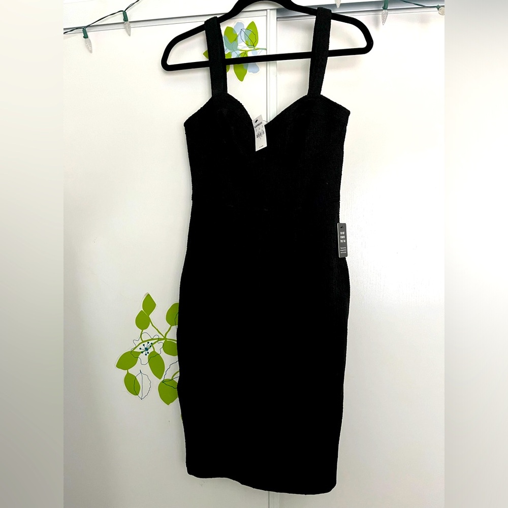 Tweed Style Corset Top Black Dress